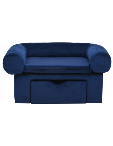 Divano per Cani con Cassetto Blu 75x50x38 cm in Peluche