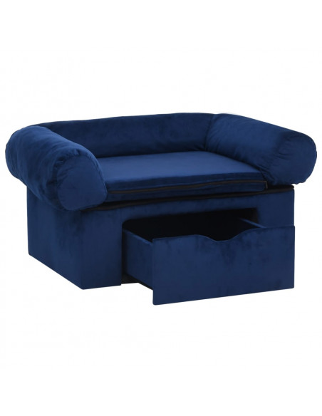Divano per Cani con Cassetto Blu 75x50x38 cm in Peluche