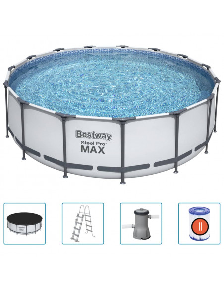 Bestway Set Piscina Rotonda Steel Pro MAX 457x122 cm