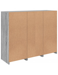 Credenze con Luci LED 3 pz Grigio Sonoma in Legno Multistrato