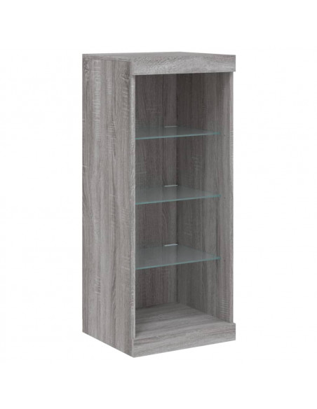 Credenze con Luci LED 3 pz Grigio Sonoma in Legno Multistrato