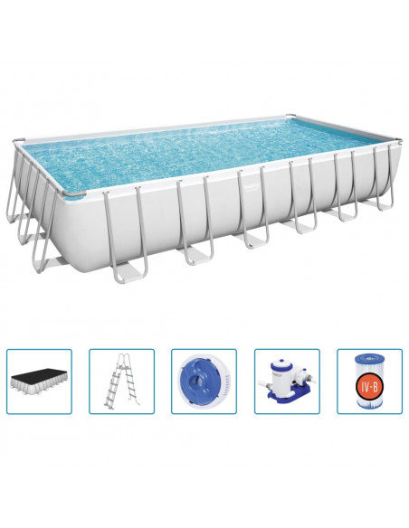 Bestway Set Piscina Power Steel Rettangolare 732x366x132 cm