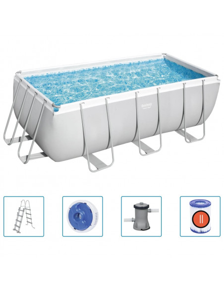 Bestway Set Piscina Power Steel Rettangolare 412x201x122 cm