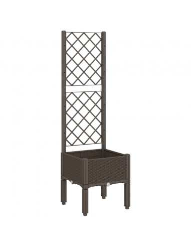 Fioriera da Giardino con Traliccio Marrone 40x40x142 cm in PP