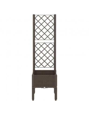 Fioriera da Giardino con Traliccio Marrone 40x40x142 cm in PP