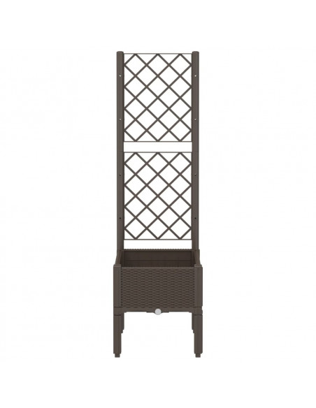 Fioriera da Giardino con Traliccio Marrone 40x40x142 cm in PP