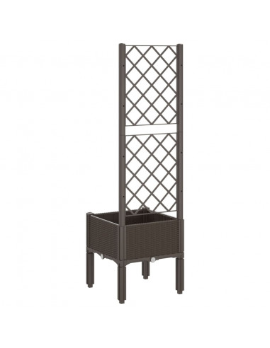Fioriera da Giardino con Traliccio Marrone 40x40x142 cm in PP