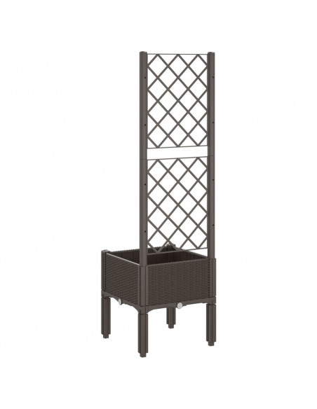 Fioriera da Giardino con Traliccio Marrone 40x40x142 cm in PP