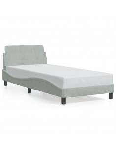 Giroletto con Testiera Grigio Chiaro 90x190 cm in Velluto 2