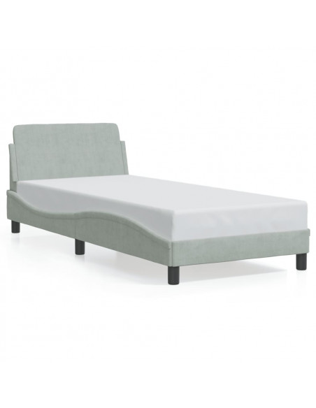 Giroletto con Testiera Grigio Chiaro 90x190 cm in Velluto