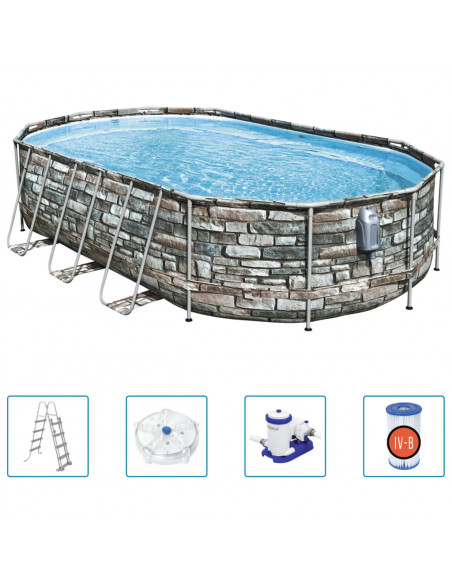 Bestway Set Piscina Ovale Power Steel Comfort Jet Series 610x366x122cm