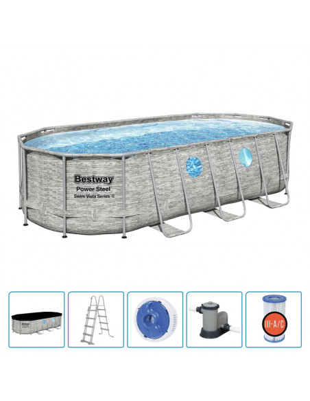 Bestway Set Piscina Power Steel Swim Vista Series 549x274x122 cm