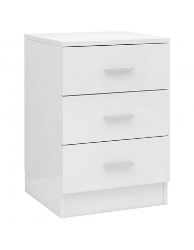 Comodino Bianco Lucido 38x35x56 cm in Legno Multistrato