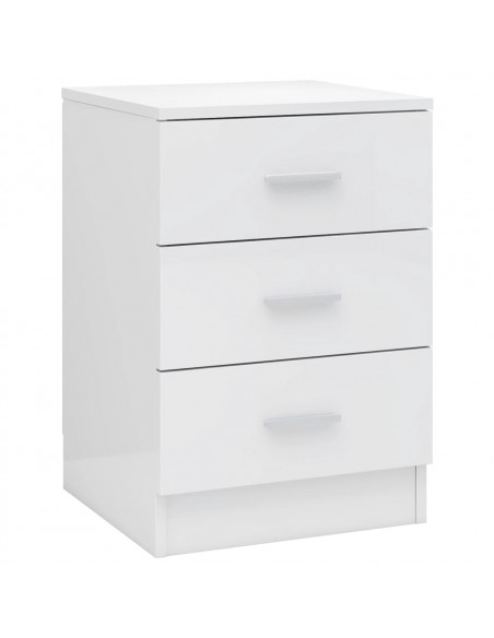 Comodino Bianco Lucido 38x35x56 cm in Legno Multistrato