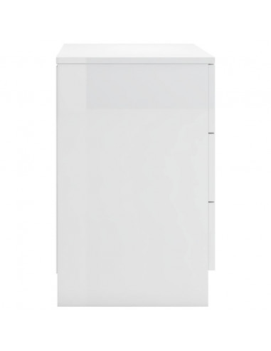 Comodino Bianco Lucido 38x35x56 cm in Legno Multistrato