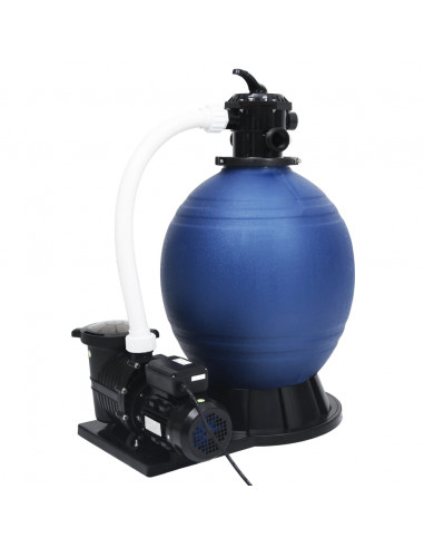 Filtro a Sabbia con Pompa a 7 Vie da 1000 W Blu e Nero