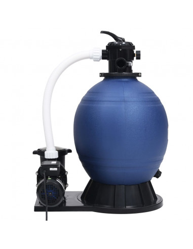 Filtro a Sabbia con Pompa a 7 Vie da 1000 W Blu e Nero