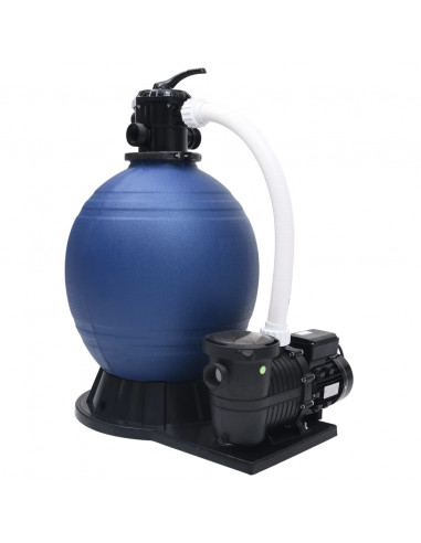 Filtro a Sabbia con Pompa a 7 Vie da 1000 W Blu e Nero