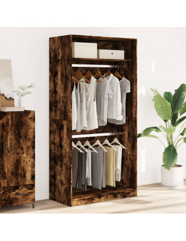 Armadio Rovere Fumo 100x50x200 cm in Legno Multistrato