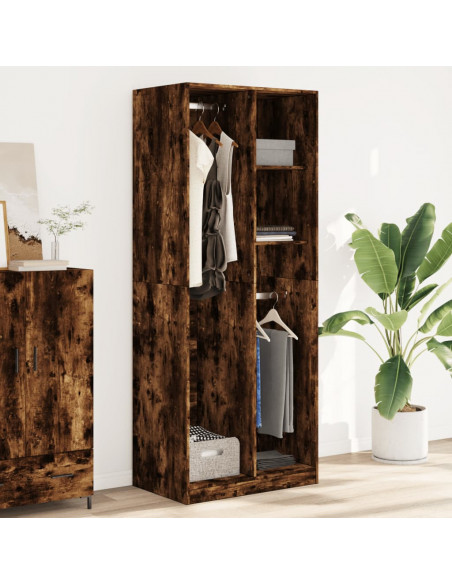 Armadio Rovere Fumo 80x50x200 cm in Legno Multistrato