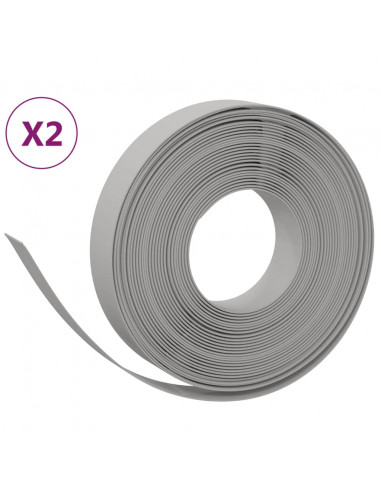 Bordature da Giardino 2 pz Grigie 10 m 10 cm in Polietilene