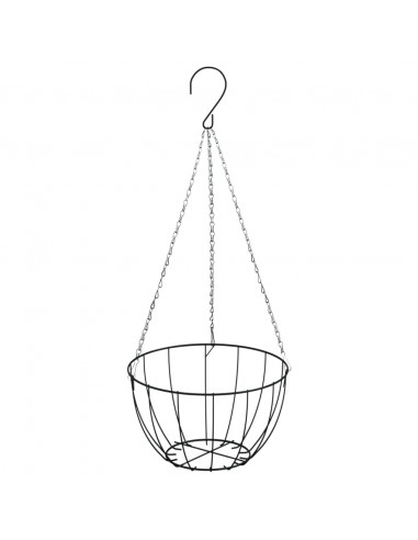 Ganci per Cesti Pensili con Fioriere 4 pz Nero in Acciaio