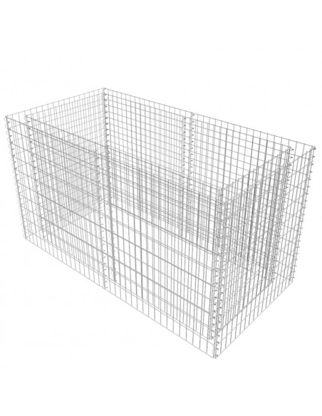 Gabbione Letto Rialzato Giardino Acciaio 180x90x100 cm Argento