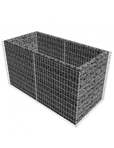 Gabbione Letto Rialzato Giardino Acciaio 180x90x100 cm Argento