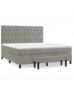 Giroletto a Molle con Materasso Grigio Chiaro 160x200cm Velluto 2