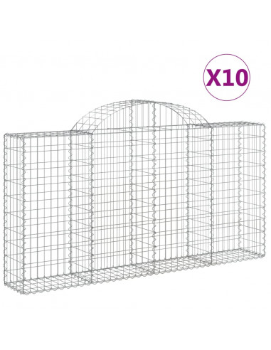 Cesti Gabbioni ad Arco 10 pz 200x30x100/120 cm Ferro Zincato