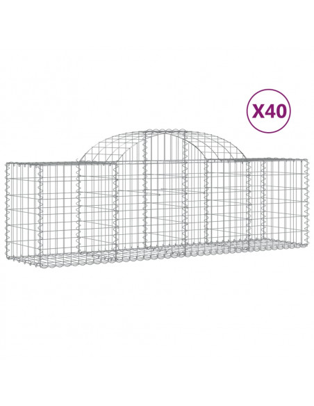 Cesti Gabbioni ad Arco 40 pz 200x50x60/80 cm Ferro Zincato