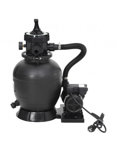 Filtro a Sabbia per Piscina con Valvola a 6 Vie Nero