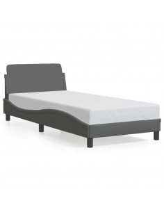 Giroletto con Testiera Grigio Scuro 90x190 cm in Tessuto 2