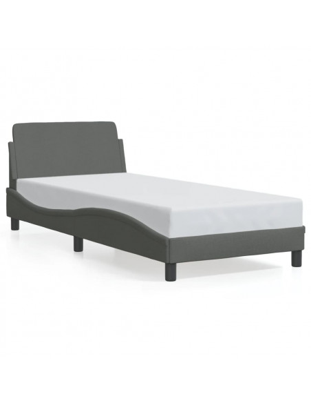 Giroletto con Testiera Grigio Scuro 90x190 cm in Tessuto