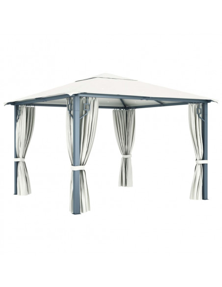Gazebo con Tenda 300 x 300 cm Crema Alluminio