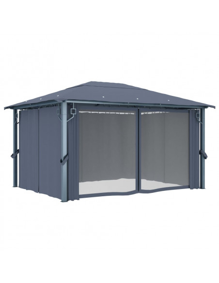 Gazebo con Tenda 400 x 300 cm Antracite in Alluminio