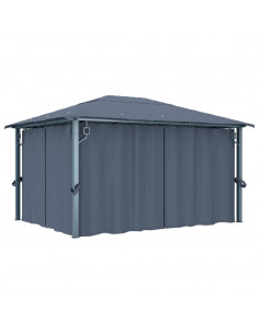 Gazebo con Tenda 400 x 300 cm Antracite in Alluminio 2