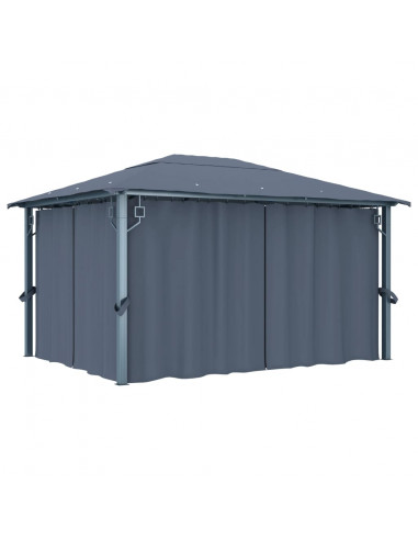 Gazebo con Tenda 400 x 300 cm Antracite in Alluminio