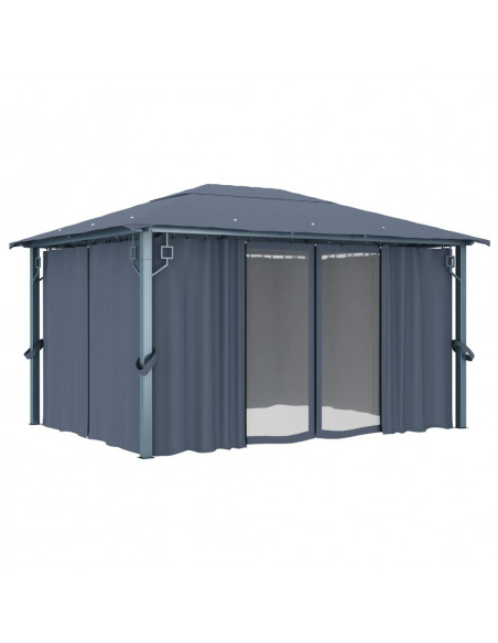 Gazebo con Tenda 400 x 300 cm Antracite in Alluminio