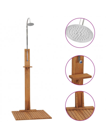 Doccia da Giardino 75x75x210 cm in Legno Massello di Teak