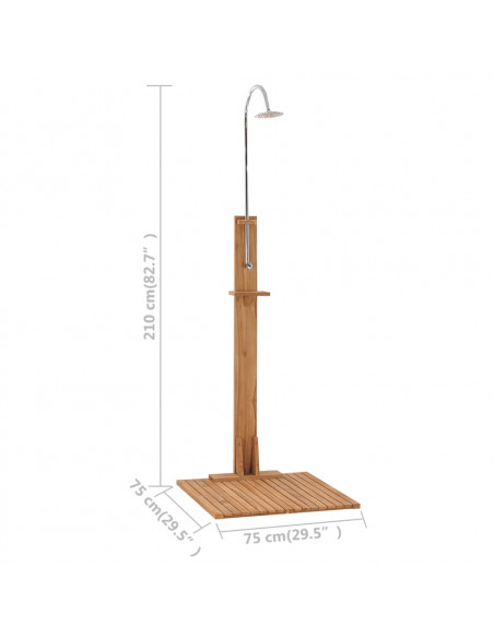 Doccia da Giardino 75x75x210 cm in Legno Massello di Teak