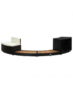 Bordo Spa Nero Polyrattan e Legno Massello di Acacia 2