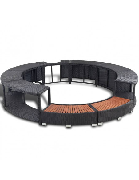 Bordo per Vasca da Spa in Polyrattan Nero