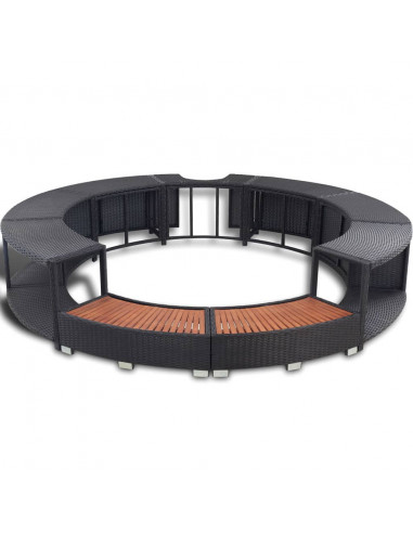 Bordo per Vasca da Spa in Polyrattan Nero