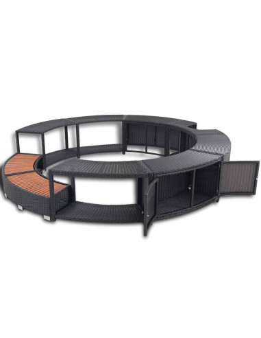 Bordo per Vasca da Spa in Polyrattan Nero