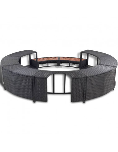 Bordo per Vasca da Spa in Polyrattan Nero