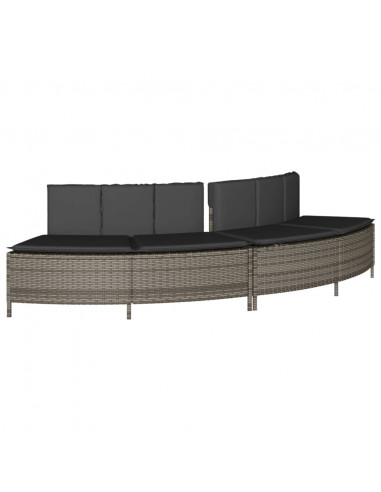 Bordo per Spa Grigio in Polyrattan e Legno Massello di Acacia