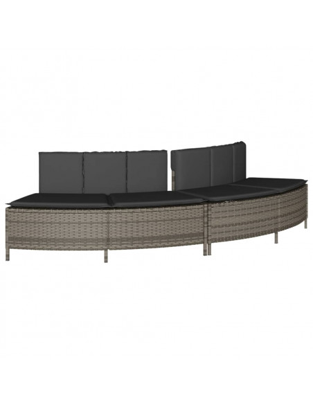 Bordo per Spa Grigio in Polyrattan e Legno Massello di Acacia