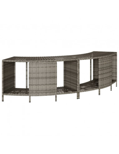 Bordo per Spa Grigio in Polyrattan e Legno Massello di Acacia