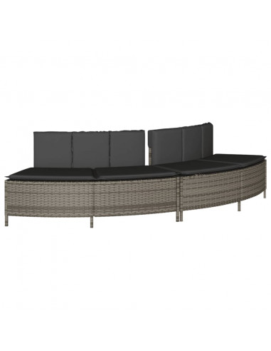 Bordo per Spa Grigio in Polyrattan e Legno Massello di Acacia